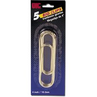 Officemate OIC Mega 4-Inch Gold Paper Clips, 5 per Pack (30917)