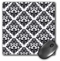 3dRose LLC 8 x 8 x 0.25 Inches Mouse Pad, Black/White Damask 2 (mp_41047_1)