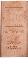 1 Pound Copper Bar Bullion Paperweight - 999 Pure Chemistry Element Design by Metallum Gifts
