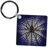 3dRose Black Widow Spider in a Web on White to Blue Background - Key Chains, 2.25 x 4.5 inches, set of 2 (kc_58922_1)