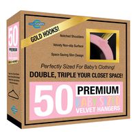 Closet Complete Baby Velvet Hangers, Premium Quality, True-Heavyweight, Virtually-UNBREAKABLE, Ultra-Thin, Space Saving No-Slip, Perfect Size for Babies 0-48 months 360° SPIN, Gold Hooks, Pink, 50 pc