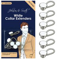 White Metal Collar Extenders by Johnson & Smith - Stretch Neck Extender for 1/2 Size Expansion of Men Dress Shirts, 5 +1 Pack, 3/8"