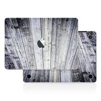 Aged Gray Wood Texture Skin Decal (4-in-1) Full-Size 360° Protector Cover Apple MacBook Pro 13 Inch A1706 A1708 A1989 (2016 to 2019 Model,with & w/o Touch Bar & ID) Black Keyboard