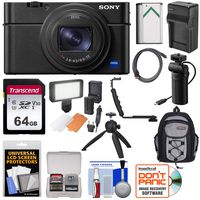 Sony Cyber-Shot DSC-RX100 VI 4K Wi-Fi Digital Camera with VCT-SGR1 Shooting Grip/Tripod + 64GB + Battery & Charger + LED Light + Backpack Kit