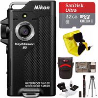 Nikon KeyMission 80 Action Waterproof Camera with 32GB Card and Accessory Bundle