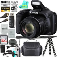 Canon Powershot SX530 HS 16.0 MP Digital Camera with 50x Zoom, Wi-Fi & 1080p Full HD Video + Extra Battery + 32GB Memory + Spider Flexible Tripod + Deluxe Carrying Case + Prime Seller Cleaning Cloth