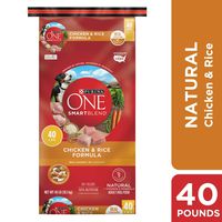 Purina ONE Natural Dry Dog Food, SmartBlend Chicken & Rice Formula - 40 lb. Bag