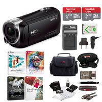 Sony HDR-CX405 1080p Full HD 60p Handycam Camcorder w/Two 32GB SD Cards & Li-ion Battery Bundle