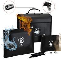 Fireproof Document Bags, Waterproof and Fireproof Money Bag with Zipper, Storage Pouch for Documents with Strap, Portable 2 Sizes Money Safe Bags Bank Deposit Bags for Money and Cash and Coin