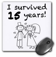 3D Rose"I Survived 15 Years. Black." Matte Finish Mouse Pad - 8 x 8" - mp_200828_1