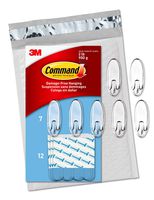 Command Hooks, Indoor Use, 7 hooks, 12 strips, Medium, Clear, Easy to Open Packaging (CL091-7NA)