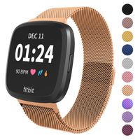 Limque Magnetic Bands Compatible with Fitbit Versa/Versa 2/Versa Lite/SE, Women Men Metal Adjustable Replacement Wristband for Fitbit Versa Smart Watch Multi-Color (Royal Gold, Large)