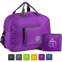 WANDF 16" Foldable Duffle Bag 20L for Travel Gym Sports Lightweight Luggage Duffel, Purple