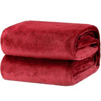 Flannel Fleece Luxury Blanket Red Queen(90"x90") Size Lightweight Cozy Plush Microfiber Solid Blanket by Bedsure