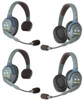 Eartec UL422 UltraLITE Full Duplex Wireless Intercom 2 Way Communication System - 1 ULSM Single-Ear Master Headset, 1 ULSR Single Ear Remote Headset and 2-Pack of ULDR Dual-Ear Remote Headsets