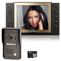 ZOTER 8" inch Color LCD Wired Video Door Phone Doorbell Home Entry Intercom Kit System 1 Monitor 1 Camera with SD Recording Night Vision 801D2 (Black)