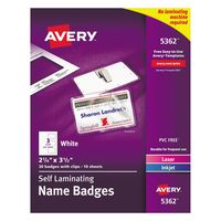 Avery Self-Laminating Name Badges, 2-1/4" x 3-1/2", Box of 30 (5362)