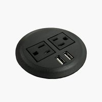 PWR-Plug Power Grommet for Desk Office Furniture Fits 3" Inch Standard Grommet Hole 2 AC Outlets 2 USB Charging Ports ETL Listed (Black)