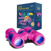 Dreamskope Kids Binoculars 8x21 - High Resolution - Shock Proof - Bird Watching - Children Gifts - Presents for Kids - Boys and Girls - Outside Play - Hunting - Hiking - Camping - Pink Binoculars