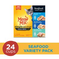 Meow Mix Simple Servings Wet Cat Food, Seafood Variety Pack, 1.3 Ounce Cup (Pack of 24)