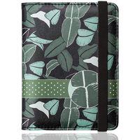 WALNEW RFID Passport Holder Cover Traveling Passport Case (A-Green Leaves)