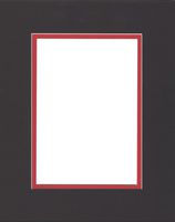 Pack of 5 11x14 Black & Bright Red Double Picture Mats Cut for 8x10 Pictures