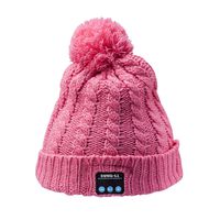 Sung-ll Soft and Warm Cap Wireless Beanie with Smart Speaker Micro Headphone (Pink)