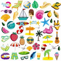 Summer Beach Stickers for Laptop Water Bottle Notebook Phone Suitcase Helmet Car Surfboard Teens, Trendy Aesthetic Vinyl Waterproof Stickers Pack 45PCS (Beach 45)