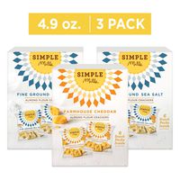 Simple Mills Almond Flour Crackers Snack Pack Variety Pack: (2) Fine Ground Sea Salt, (1) Farmhouse Cheddar, 3 count