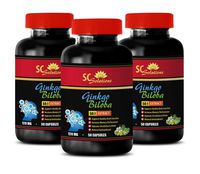 Brain Booster Focus - Ginkgo BILOBA 50:1 Extract 120MG - antiaging Supplement - 3 Bottles (150 Capsules)
