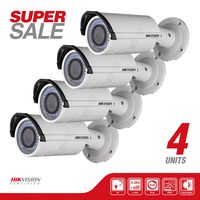 NEW! 4 Hikvision DS-2CD2620F-IS Bullet Network Camera 2MP, Full HD 1920X1080P, 2.8-12mm Varifocal, PoE/12VDC, IP66 Weatherproof, IR LEDs Up to 30 Meters, Micro SD/SDHC/SDXC Card Slot, True Day/Night