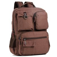 School Backpack Vintage Canvas Laptop Backpacks Men Women Rucksack Bookbags (Coffee)