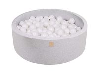 MEOWBABY 35 x 11.5 in /200 Balls Included ∅ 2.75in Foam Ball Pit for Baby Kids Soft Round Ball Pool Children Toddler Playpen Made in EU Light Grey: All White
