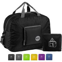 WANDF 16" Foldable Duffle Bag 20L for Travel Gym Sports Lightweight Luggage Duffel, Black