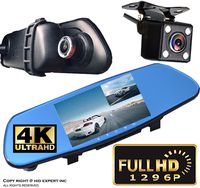 ICBEAMER Rear View Mirror 1296P FHD 4K DVR Car Camera Recorder 5" LCD Screen 170 Wide Angle, G-Sensor, Loop Recording