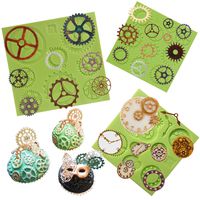 Funshowcase Steampunk Style Clock and Watch Wheel Cogs Gears Collection Silicone Mold for Sugarcraft, Cake Decoration, Cupcake Topper, Chocolate, Fondant, Jewelry, Polymer Clay, Soap Making, 3 in Set
