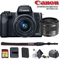 Canon EOS M50 Mirrorless Digital Camera with 15-45mm Lens (International Model) (2680C011) - Starter Bundle