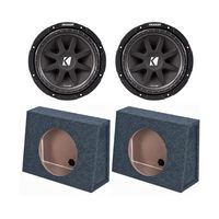 Rockford Fosgate Kicker 12 Inch 300 Watt 4-Ohm Car Audio Sub Subwoofer & Box Enclosure (2 Pack)