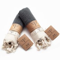 Smyrna Original Turkish Hand Towels Set of 2 | 100% Cotton, 16 x 40 Inches | Decorative Bathroom Peshtemal Towel for Hand, Face, Hair, Gym, Yoga, Tea, Dishcloth, Kitchen and Bath (Black)