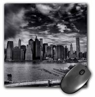 3dRose 8 x 8 x 0.25 Inches Mouse Pad, NYC, Blackwhite, East River, Skyline (mp_98356_1)