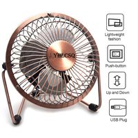 YHLCSQ 4 Inch USB Fan Mini Desktop Metal Blades Cooling Fan with 360 Degree Rotation and Adjustable Angle for Laptop Notebook Tablet PC (4 inches Copper)