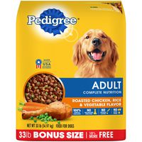 Pedigree Complete Nutrition Adult Dry Dog Food Roasted Chicken, Rice & Vegetable Flavor, 33 Lb. Bag