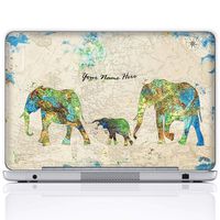 Meffort Inc Personalized Laptop Notebook Notebook Skin Sticker Cover Art Decal, Customize Your Name (10 Inch, Family of Elephants)