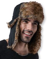 Trapper Hat - Winter Trooper Aviator Earflap Eskimo Hat - Fits Men & Women Midnight Black