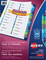 Avery Ready Index 24-Tab Double Column Dividers, Printable Table of Contents, Multicolor Tabs, 1 Set (11321)