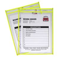 C-Line Neon Stitched Shop Ticket Holders, Yellow, Both Sides Clear, 9 x 12 Inches, 15 per Box (43916)
