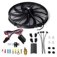 yjracing 16 Inch Electric Radiator Cooling Fan Mounting Kit & 175-185 Degree Thermostat Relay Switch Kit Black