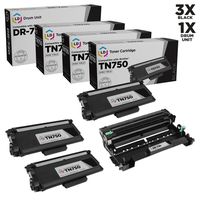 LD Compatible Toner Cartridge & Drum Unit Replacements for Brother TN750 High Yield & DR720 (3 Toners, 1 Drum, 4-Pack)