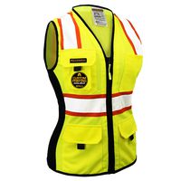 KwikSafety (Charlotte, NC) FIRST LADY Safety Vest for Women | Class 2 ANSI OSHA PPE | High Visibility Heavy Duty Mesh Pockets Zipper | Hi-Vis Construction Work Hi-Vis Surveyor Female | Yellow XL