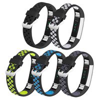 iHillon Compatible with Fitbit Alta (HR)/ Fitbit Ace Bands, 5-Pack Two-Toned Breathable Sport Strap with Metal Buckle Compatible with Fitbit Alta/ Alta Hr/ Fitbit Ace for Women Men, Large